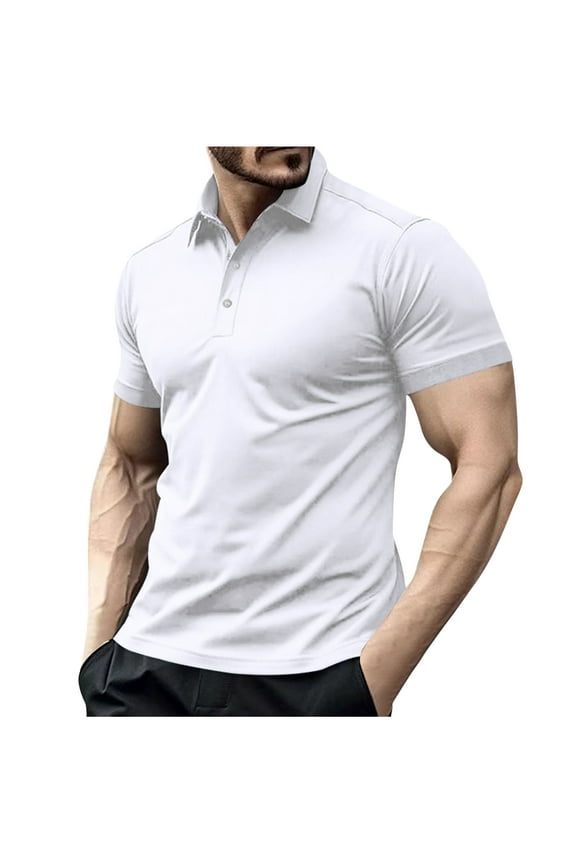 Mens Shorts Men's Solid Color Short Sleeve Lapel Collar Button-Down Shirt, Cotton Gym Athletic Wear Short Sleeve Blouse