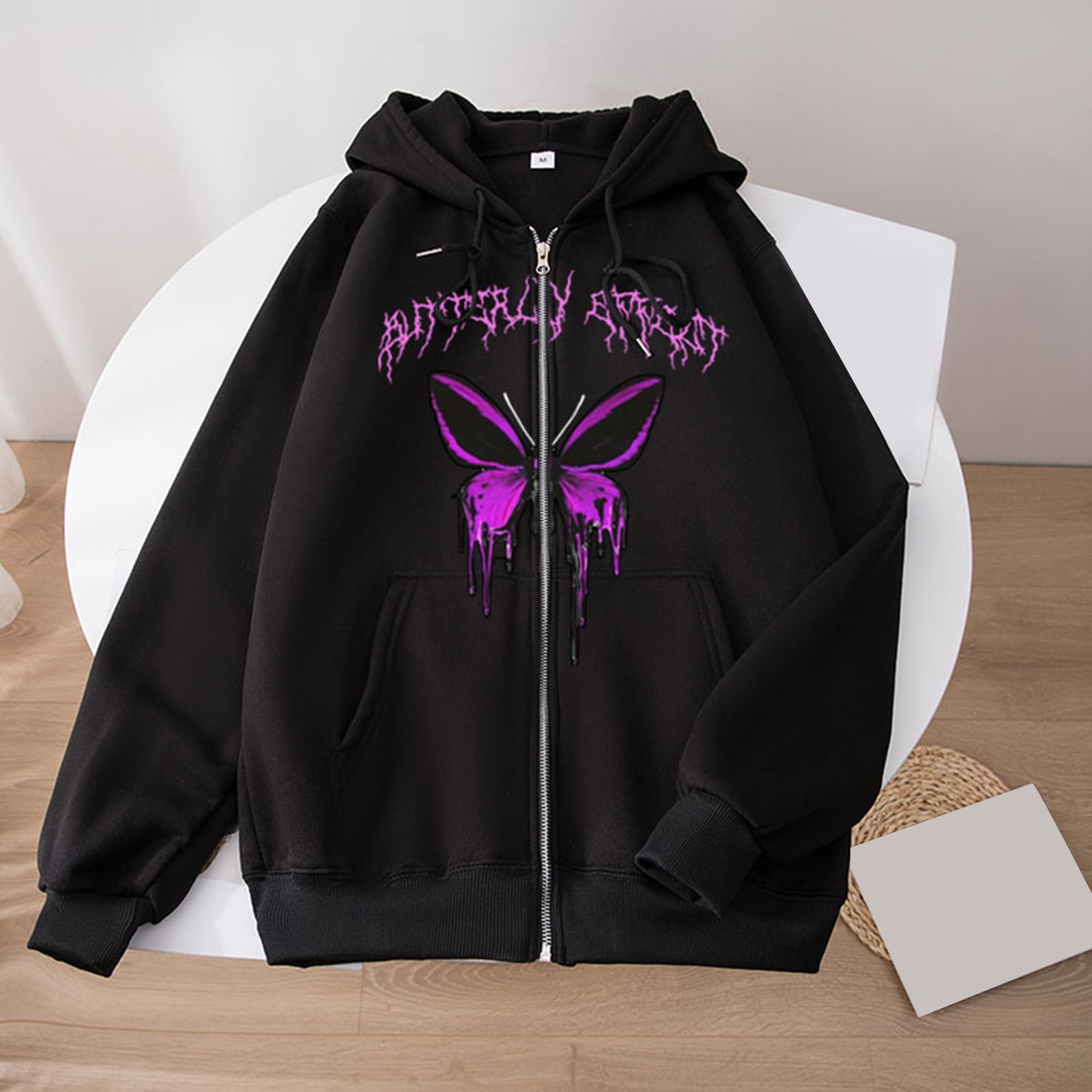 Sweatshirts for Men Mens Hoodie Hoodies for Men Zip Up Hoodie Hoodie Men Essentials HoodieMens And Womens Butterfly Print Hoodie Light High End Zipper Hoodie CoatBlackM Walmart