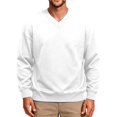 thumbnail image 1 of Sweatshirts for Men V Neck Pullover Long Sleeve Sweat Shirt Plain Casual Tee Soft Pullover Top Ribbed Cuffs Mens Solid Casual Sweatshirt for Fall Winter Daily Basic Wear Home Lounging White 2XL, 1 of 6