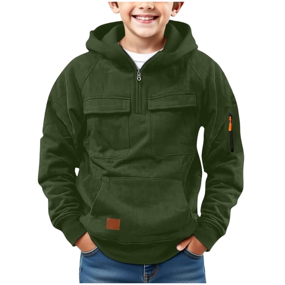 Sweatshirts Pullovers Kids Boys Half Zip Hoodie Cotton Sweatshirt Long Sleeve Cute Pullover Teen Fall Winter Casual Trendy Jacket
