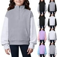 thumbnail image 1 of Sweatshirts Pullovers Toddler Girl Sweatshirts For Teen Girls Cute Half Zip Up Loose Pullover Kid Clothes Trendy Winter Cropped Long Sleeve Shirt, 1 of 6