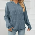 thumbnail image 1 of Sweatshirts Under $10, Women Casual Loose Solid Color Hooded Pocket Drawstring Long Sleeves Tops, Light Blue S, 1 of 6