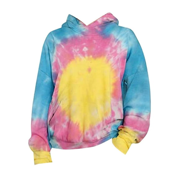 Sweatshirts,Unisex Kids Tie Dye Sweatshirt Boys Girls Hooded Kangaroo Pocket Pullover Hoodies,Essentials Hoodie,Hot Pink,5-6 Years