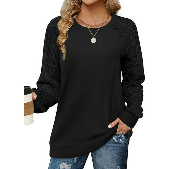 Sweatshirts For Women Crewneck Knit Sleeve Sweaters Lightweight Fashion Blouse Women's Long Sleeve V Neck Tee Graphic Long Sleeve for Women Tops Women Casual Shirts Summer Women Solid Tee Ladies