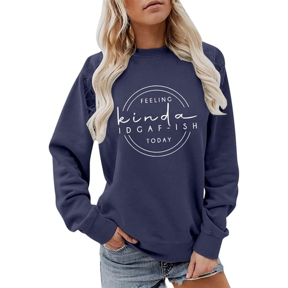 Sweatshirts for Women Fall Trendy Sweater Crew Neck Cute Tops Oversized Sweatshirt for Women Graphic Sweatshirt Loose Fit Humorous Pullovers Tops Lightweight Winter Sweatshirts,Navy2,S