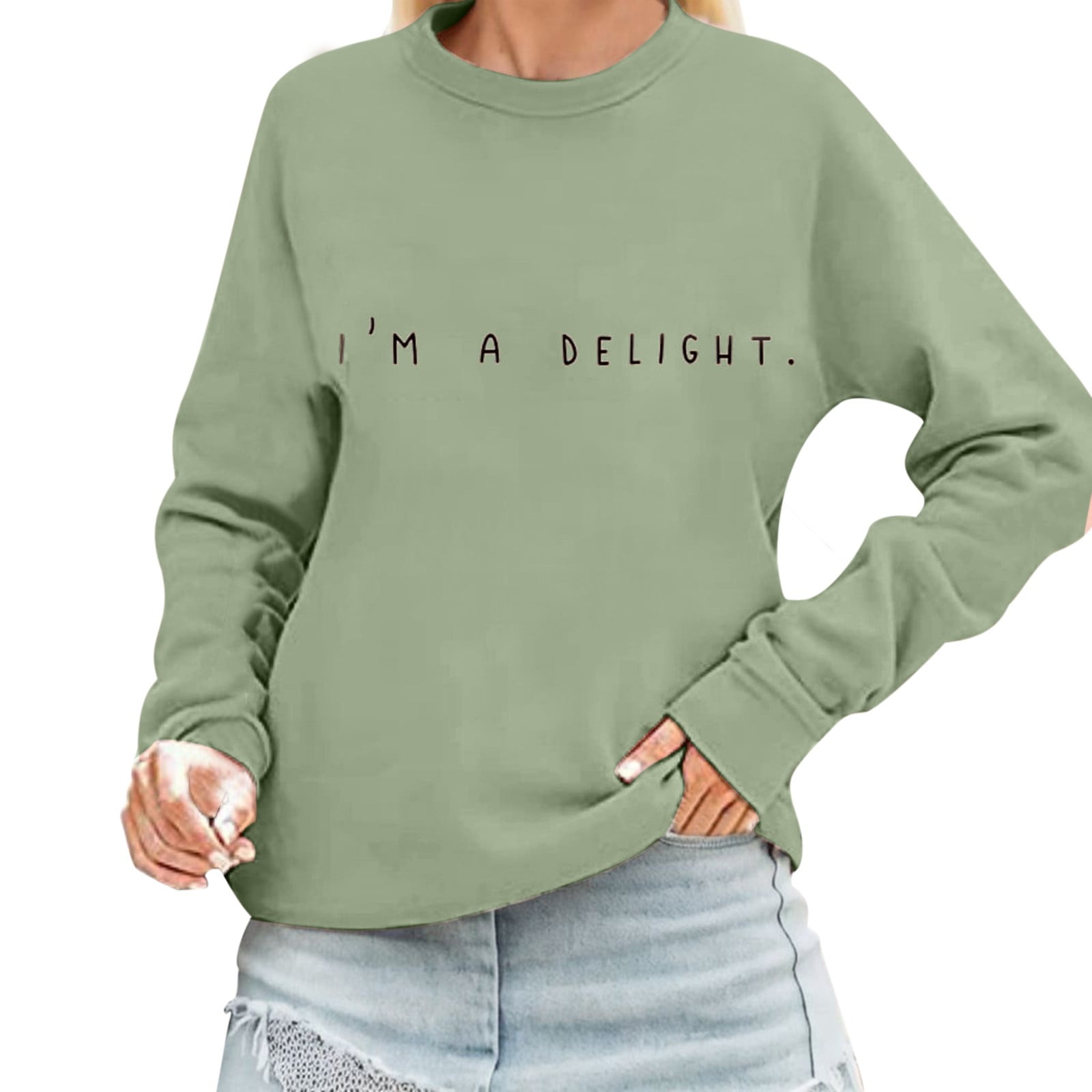 Sweatshirts Women Funny Saying Letter Print Crewneck Pullover