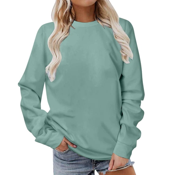 Sweatshirts for Women Loose Fit Long Sleeve Crew Neck Cosy Tops Solid Casual Ladies Basic Pullover Sports Sweatshirt Trendy Fall Shirts Lounge Wear (Multiple Colors, S-3XL)
