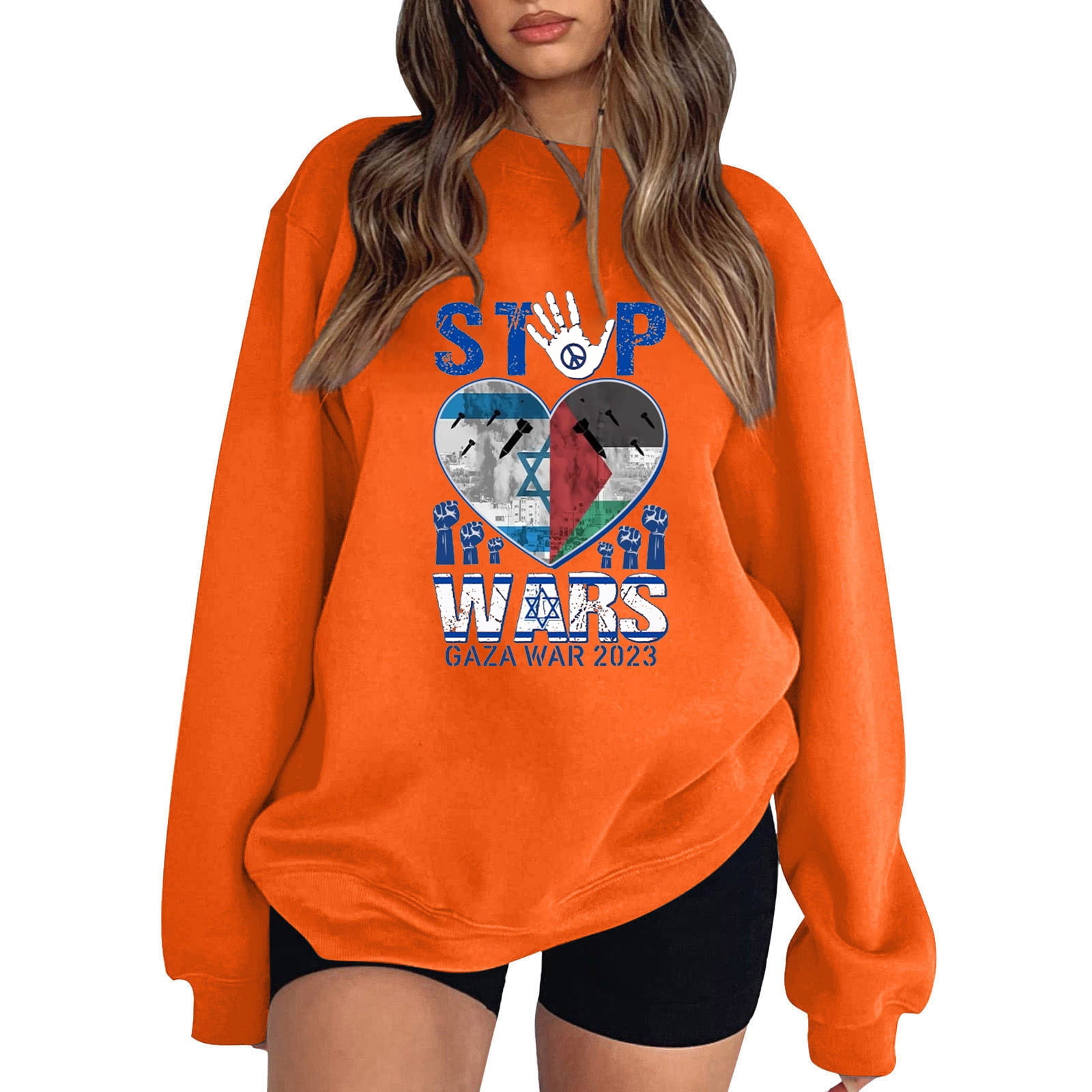 Sweatshirts Women Loose Fit Print Drop Shoulder Long Sleeve Pullover Sweatshirt Women Sweatshirts Pink Walmart