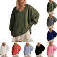 thumbnail image 1 of Sweatshirts for Women Oversize Low V-neck Womens Sweatshirt Long Sleeves Solid Color Comfy Pullover Fleece Casual Tops 2025 Fall Fashion Outfits Winter Plus Size Clothes, 1 of 6