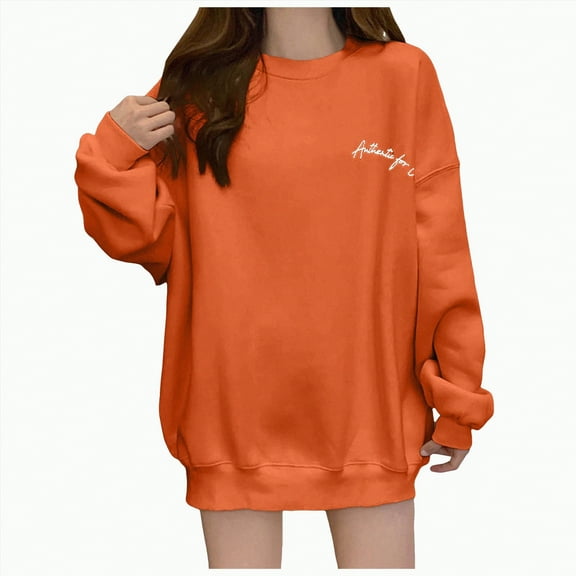 Sweatshirts for Women Trendy Fall Loose Fit Crew Neck Long Sleeve Lazy Sweater Women's Fashion Print Long Sleeved Hooded Sweatshirt Casual Blouse Pullover