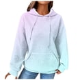 thumbnail image 1 of Sweatshirts for Women Trendy Graphic Fall Winter Comfy Hooded Long Sleeve Bubble Drop Shoulder Hoody Gradient Print Hoodie Cotton Hoodies Sweatshirts(Light Purple,L), 1 of 7
