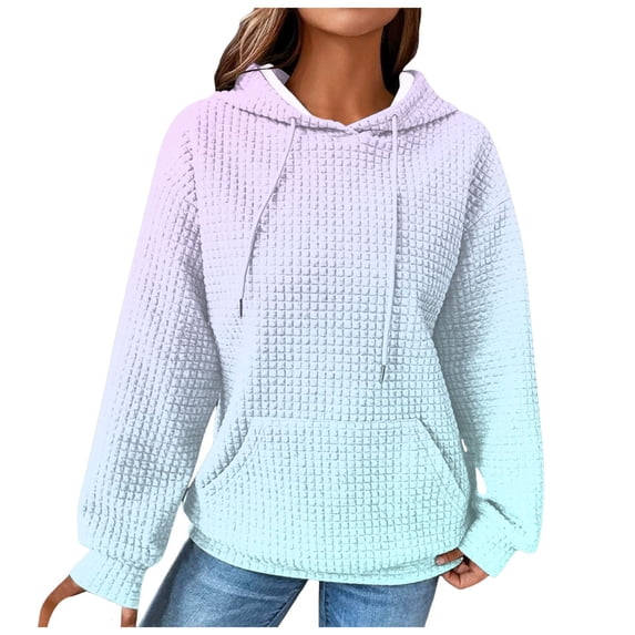 Sweatshirts for Women Trendy Graphic Fall Winter Comfy Hooded Long Sleeve Bubble Drop Shoulder Hoody Gradient Print Hoodie Cotton Hoodies Sweatshirts(Light Purple,L)