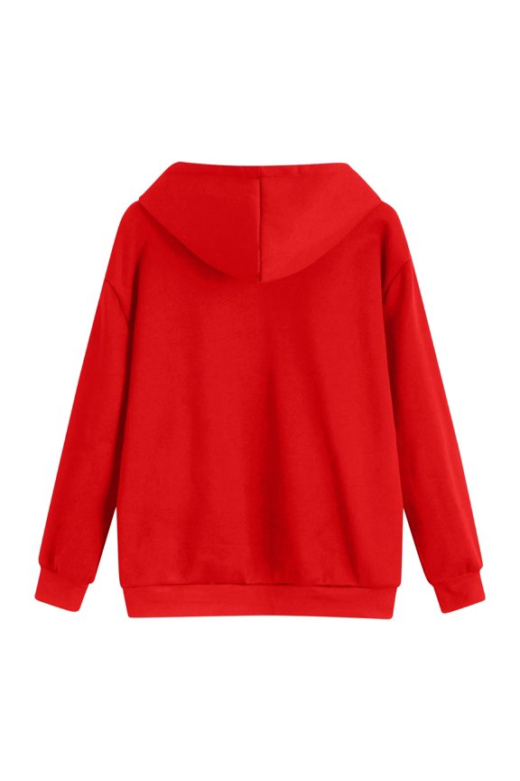 Sweatshirts for Women Trendy Graphic Hoodies Pullover Winter Comfy Hooded Long Sleeve Puff Drop Shoulder Hoody Heart Print Leisure Polyester Sweatshirts(Red,L)