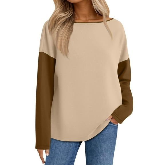 Sweatshirts Women Trendy Women's Casual Striped Pullover Long Sleeve Shirt Oversized Sweatshirt