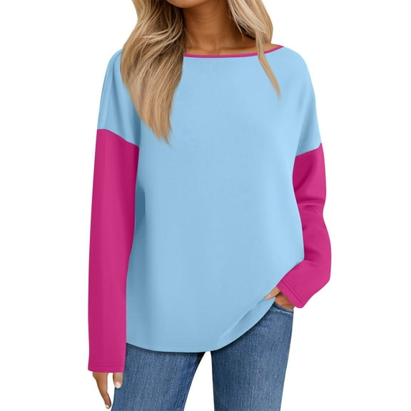 Sweatshirts Women Trendy Women's Casual Striped Pullover Long Sleeve Shirt Oversized Sweatshirt