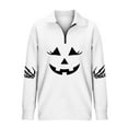 thumbnail image 1 of Sweatshirts for Women Women's Print Casual Zipper Pullover Long Sleeve Hoodless Hoodie Boyfriend Oversized Sweater Ladies Sweat Jacket Athletic Jacket Binding Light Sweaters Women White 3XL, 1 of 3