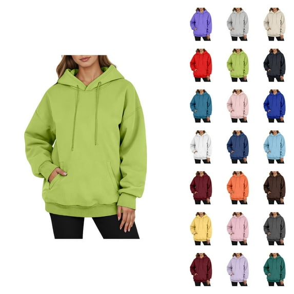 Sweatshirts for Women Women's Solid Color Sweatshirt Men's Casual Pullover Hoodie Long Sleeve Comfortable Winter Warm Lined Sweatshirt With Drawstring Pocket For Daily Wear