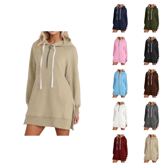 Sweatshirts for Women Women's Solid Color Sweatshirt Women's Casual Long Sleeve Hooded Sweatshirt With Pocket Solid Color Loose Fit Comfortable Pullover For Everyday Wear