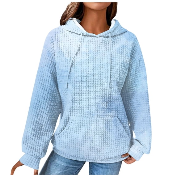 Sweatshirts Y2k Women Fall Winter Comfy Hooded Long-sleeved Bell One Shoulder Hoody Gradient Print Hoodie Cotton Hoodies Sweatshirts(Blue,XL)