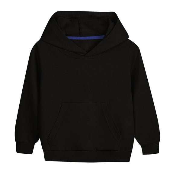 Sweatshirts for Boy Children's Solid Color Fashion Hoodies, Boys Girls Long Sleeve Hooded Sweatshirts, Kids Pullover Tops Black 3-4Y