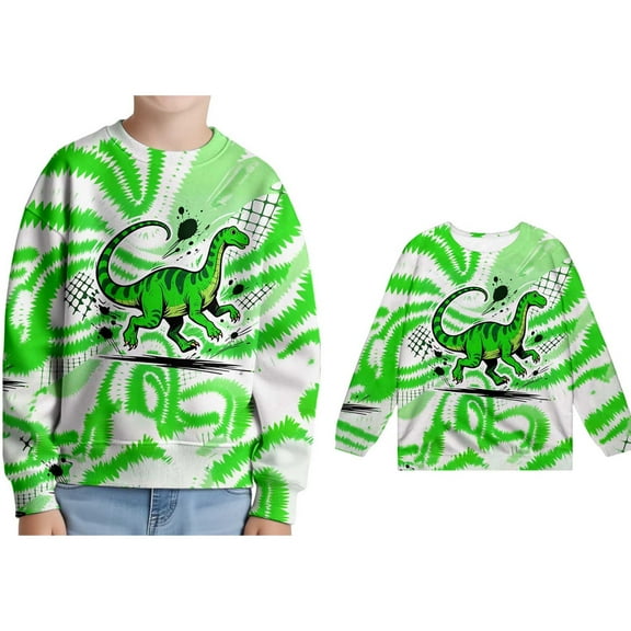 Sweatshirts for Boys Long Sleeve Green Dinosaur Sweatshirts Crew Neck Cute Pullover Relaxed Fit Tops Fall Winter Clothes Toddler 3T Boys Clothes