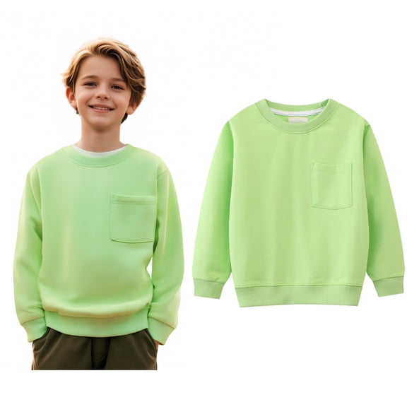 Sweatshirts for Boys Long Sleeve Green Sweatshirts Crewneck Loose Fit Pullover Tops Fall Clothes Girl Clothes 3-4 Years Boys Girls Fashion