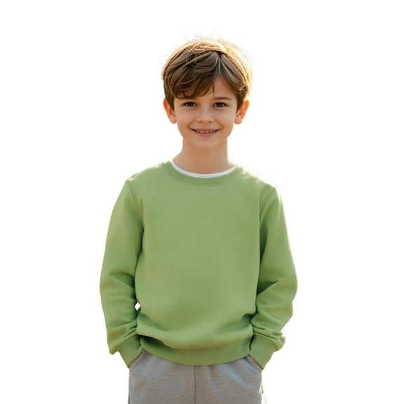 Sweatshirts for Boys Long Sleeve Kids Green Sweatshirt Crewneck Loose Fit Pullover Tops Fall Winter Clothes Girl Clothes 5-6 Years Boys Girls Fashion