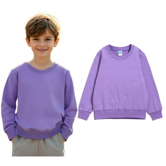 Sweatshirts for Boys Long Sleeve Purple Sweatshirt Girls Crewneck Pullover Tops Fall Clothes Preppy Clothes for Girls 6-7 Years Boys Girls Fashion