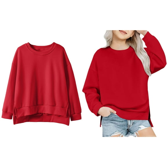 Sweatshirts for Boys Long Sleeve Red Sweatshirt Girls Crewneck Pullover Tops Winter Clothes Girls Tops 7 Years Boys Girls Fashion