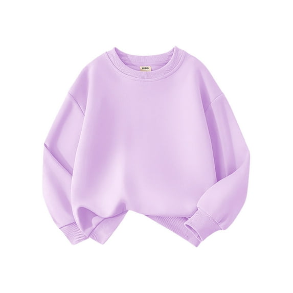 Sweatshirts for Girls Kids Basic Crewneck Pullover Sweatshirt Girls Boys Solid Hoodie Coat Girls Hoodies Light 6-7 Years