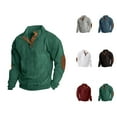 thumbnail image 1 of Sweatshirts for Men 2025 Fall Winter Long Sleeve Corduroy Button Stand Collar Casual Sweatshirt Pullover Tops, 1 of 6