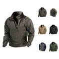 thumbnail image 1 of Sweatshirts for Men 2025 Fall Winter Long Sleeve Fleece Lined Half Zipper Stand Collar Tactical sweatshirt Pullover, 1 of 3