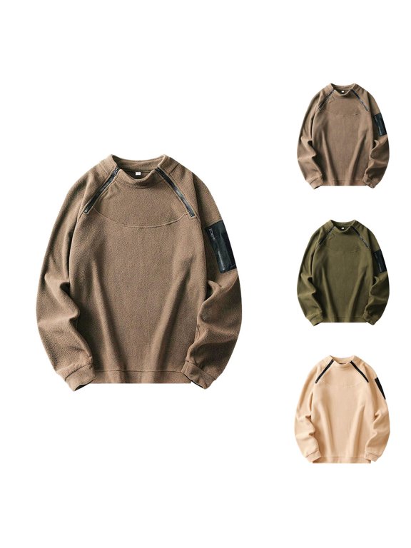 Sweatshirts for Men 2025 Fall Winter Long Sleeve Fleece Lined Loose Outdoor Breathable Tactical sweatshirt Pullover