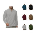 thumbnail image 1 of Sweatshirts for Men 2025 Fall Winter Long Sleeve Lined Quarter Zipper Stand Collar Sweatshirt Pullover Tops, 1 of 7