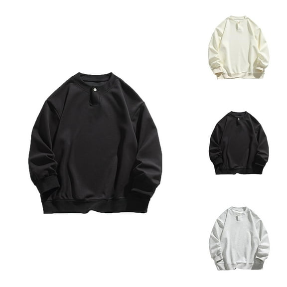 Sweatshirts for Men 2025 Fall Winter Long Sleeve Henley Collar Casual Plain Oversized Sweatshirt Pullover Tops