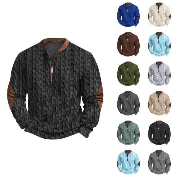 Sweatshirts for Men 2026 Fall Winter Long Sleeve Half Zip Casual Stand Collar Sweatshirt Mens Pullover Top