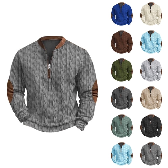 Sweatshirts for Men 2026 Fall Winter Long Sleeve Half Zip Casual Stand Collar Sweatshirt Mens Pullover Top