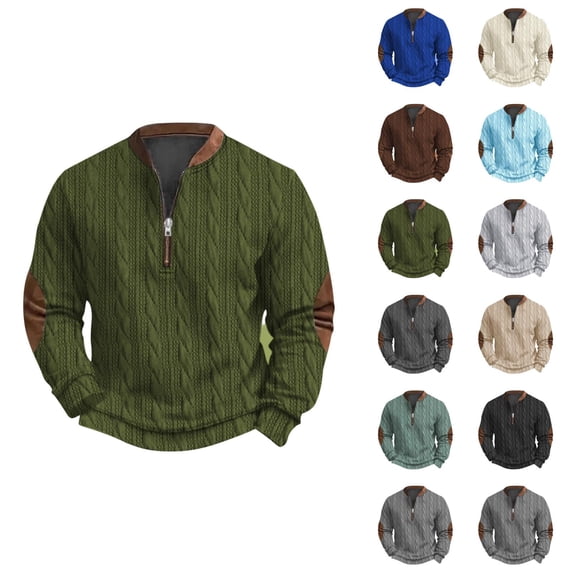 Sweatshirts for Men 2026 Fall Winter Long Sleeve Half Zip Casual Stand Collar Sweatshirt Mens Pullover Top