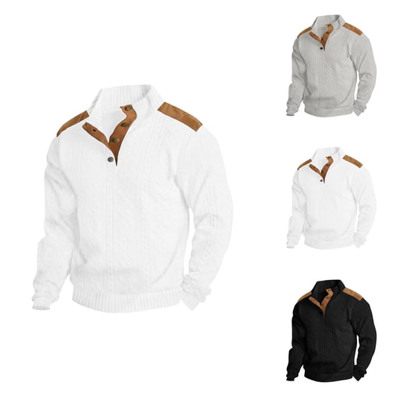 Sweatshirts for Men 2026 Fall Winter Long Sleeve Jacquard Casual Stand Collar Sweatshirt Mens Pullover Top