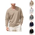 thumbnail image 1 of Sweatshirts for Men 2026 Fall Winter Long Sleeve Plain V Neck Jacquard Knitted Sweatshirt Mens Pullover Top, 1 of 7