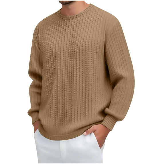 Sweatshirts for Men Casual Solid Color Round Neck Fashion Long Sleeve T Shirt