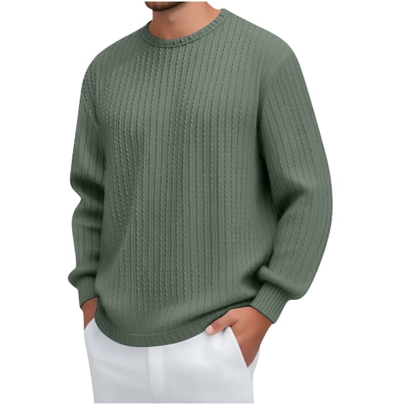 Sweatshirts for Men Casual Solid Color Round Neck Fashion Long Sleeve T Shirt