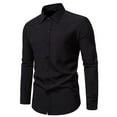 thumbnail image 1 of Sweatshirts for Men Clearance Long Sleeve Casual Turn-down Collar Button Shirt Blouse Black M, 1 of 6