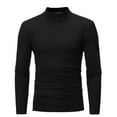thumbnail image 1 of Sweatshirts for Men Long Sleeve Color Stretch Slim Bottoming Shirt Black M, 1 of 5