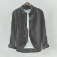 thumbnail image 1 of Sweatshirts for Men Long Sleeve Cotton Linen Solid Hawaiian Beach Casual Shirt Blouse Gray M, 1 of 4