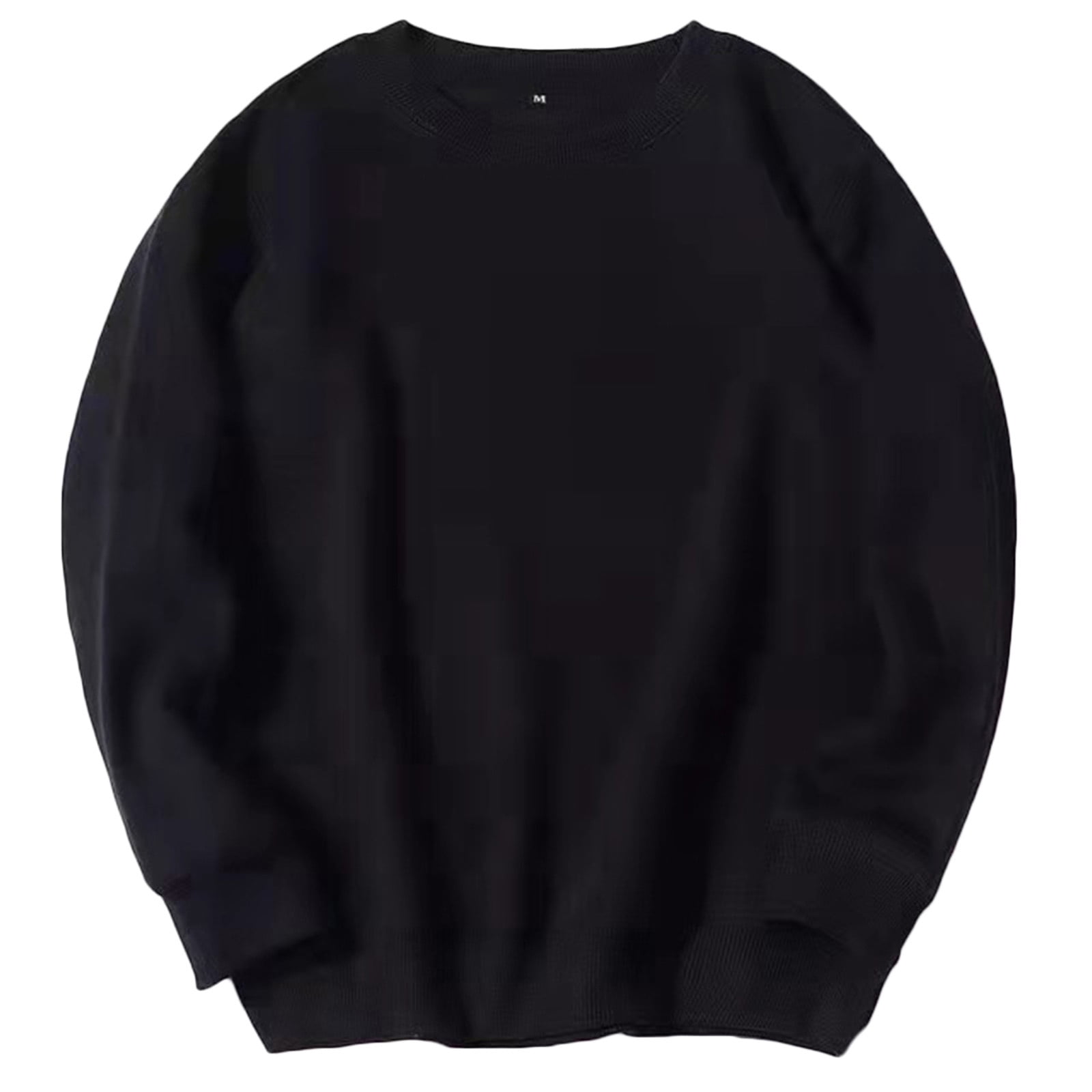 Men's Black Graphic Printed Long Sleeves Cotton Terry Pullover Sweatshirt