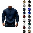 thumbnail image 1 of Sweatshirts for Men Fall Winter Long Sleeve Lined Half Zipper Stand Collar Sweatshirt with Pockets Pullover, 1 of 5