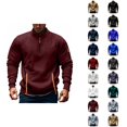 thumbnail image 1 of Sweatshirts for Men Fall Winter Long Sleeve Fleece Lined Half Zipper Stand Collar Sweatshirt with Pockets Pullover, 1 of 5