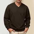 thumbnail image 1 of Sweatshirts for Men Fall Winter Solid Color Soft Loose Fit Pullover Sweatshirt Long Sleeve V Neck Hoodless Sports Casual Sweatshiers, 1 of 6
