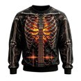 thumbnail image 1 of Sweatshirts for Men Fall clothes Crew Neck Halloween Skeleton Print Hoodless Long Sleeve Casual Tunic Pullover Sweater Tops, 1 of 3